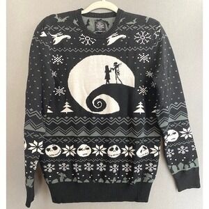 Nightmare Before Christmas Sweater Mens S Jack Skellington Fair Isle ‎ Black